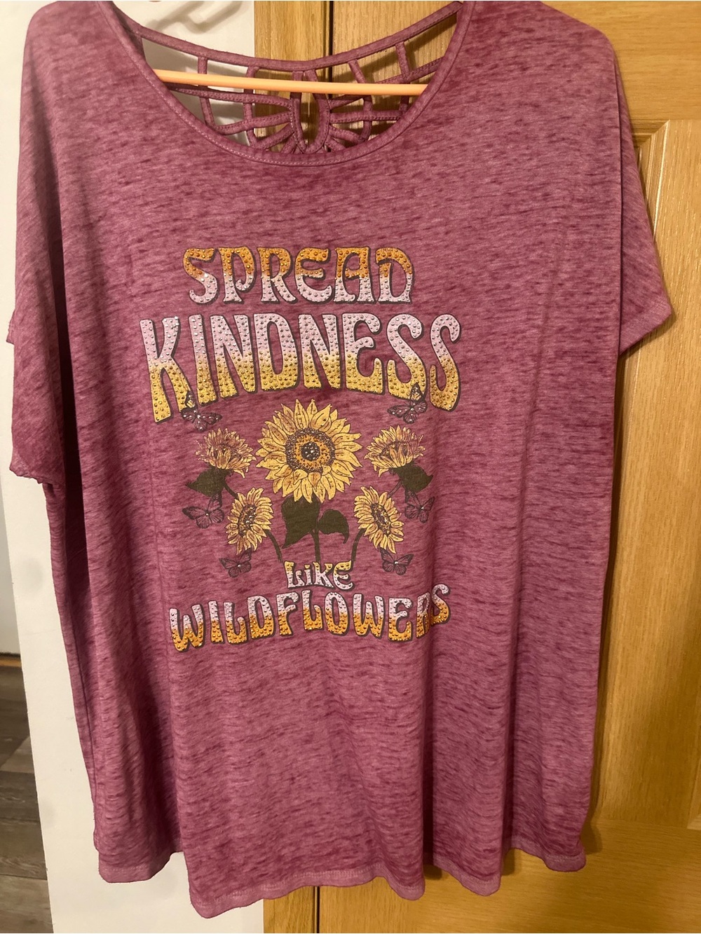 Lane Bryant Mauve Short Sleeve Tee with Sunflower Graphic